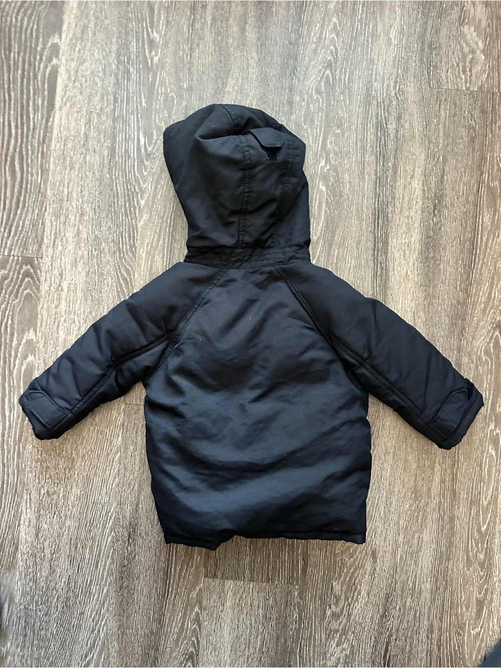 BabyGap Puffer Jacket Boys 18-24 Months Black Hooded Fleece Lined Zip Winter